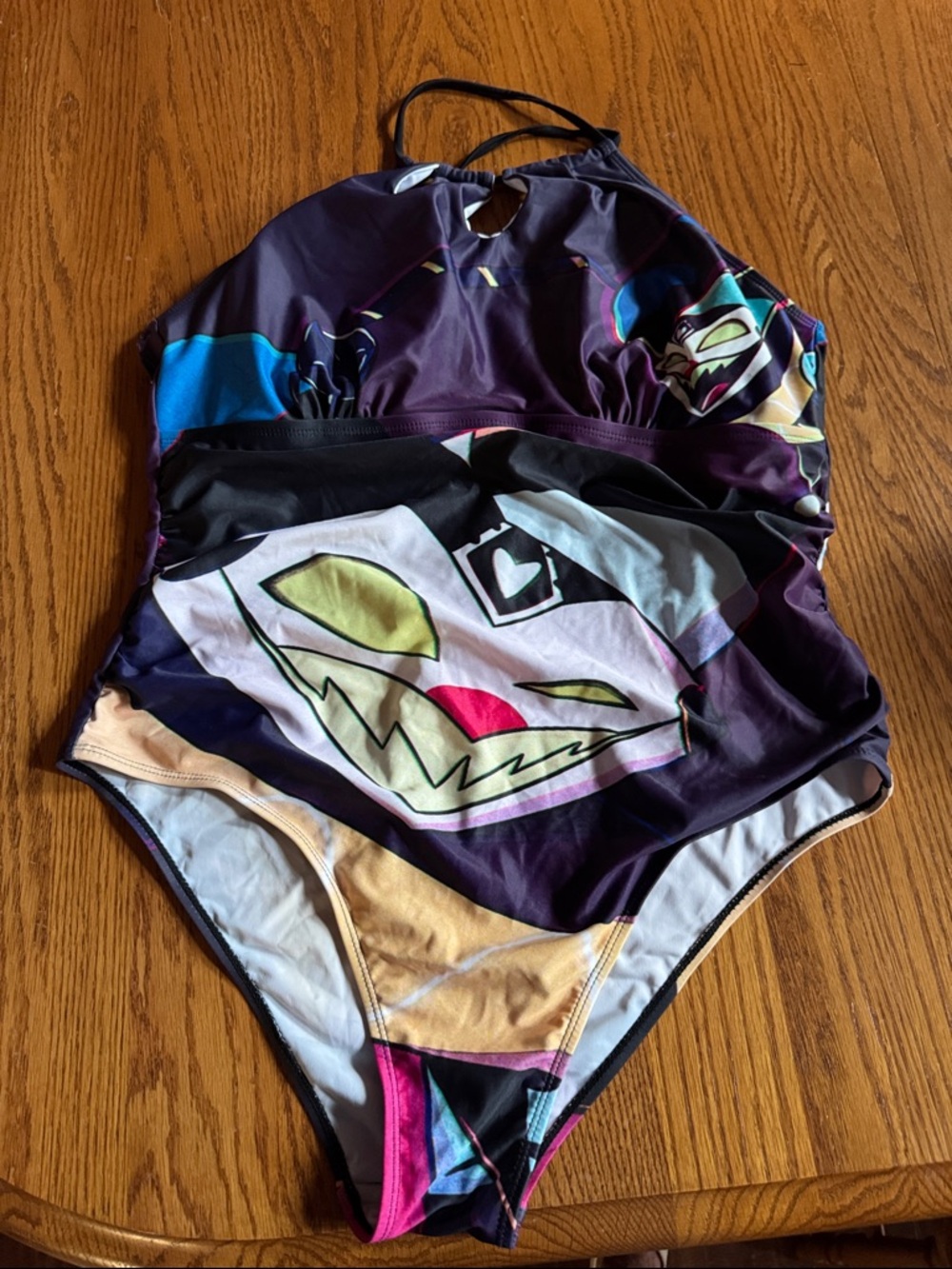 XXL  Purple Graphic One-Piece Swimsuit Digital Circus